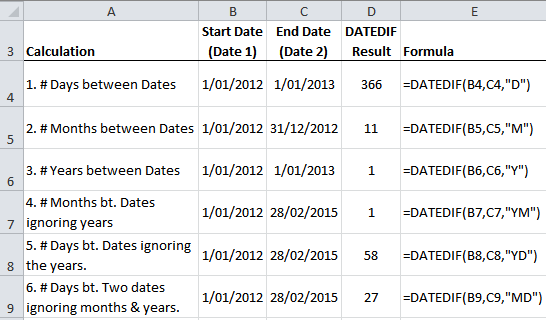 excel datedif from today